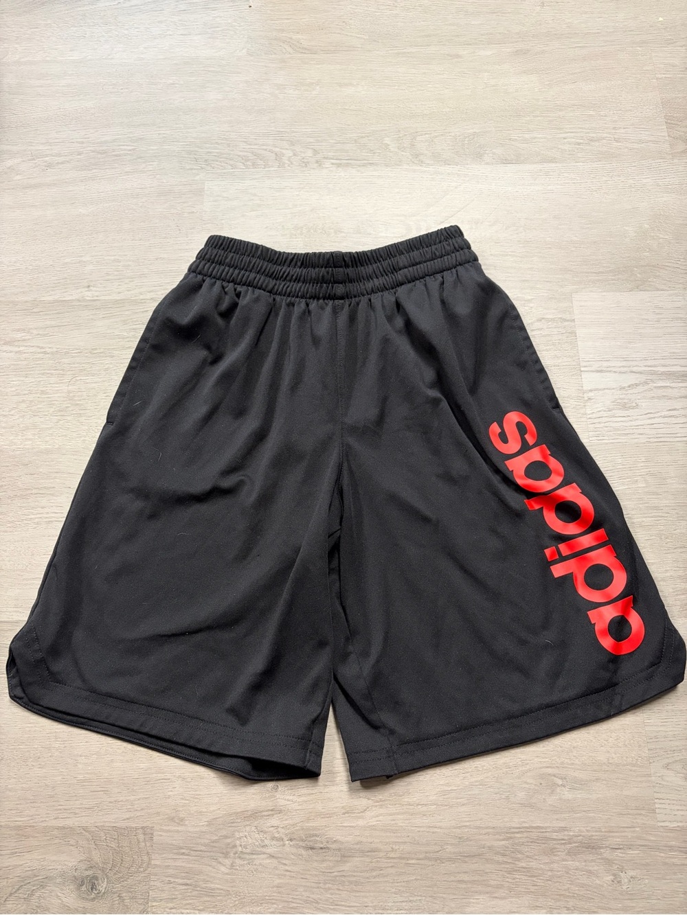 adidas Black Shorts with Red Side Logo